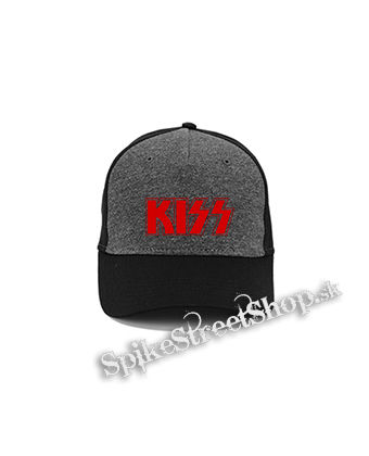 KISS - Red Logo - šedočierna bavlnená šiltovka