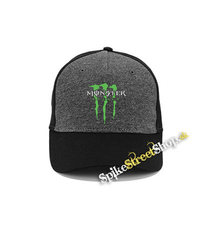 MONSTER ENERGY - Logo Crest - šedočierna bavlnená šiltovka