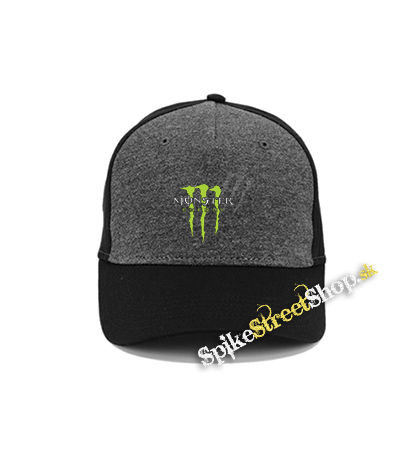 MONSTER ENERGY - Logo Honey Bee - šedočierna bavlnená šiltovka