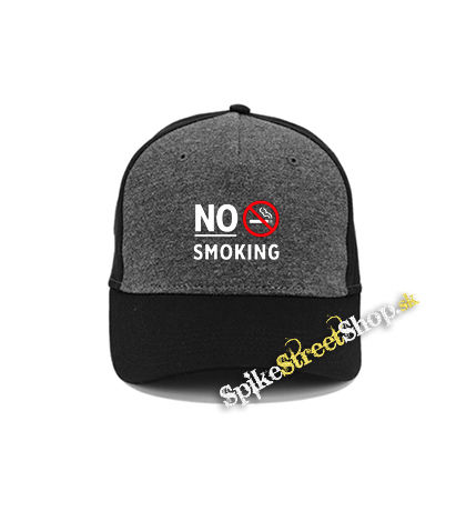 NO SMOKING - Slogan - šedočierna bavlnená šiltovka