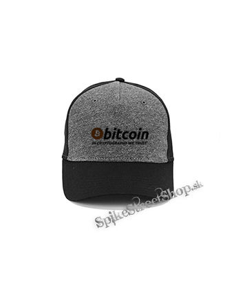 BITCOIN - In Cryptography We Trust - šedočierna bavlnená šiltovka