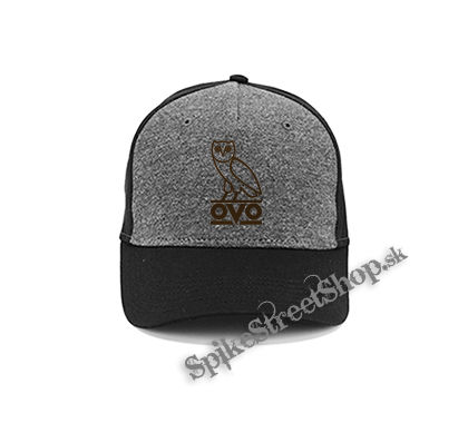 DRAKE - Gold OVO Logo - šedočierna bavlnená šiltovka