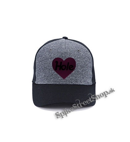 HOLE - Pink Logo Heart - šedočierna bavlnená šiltovka