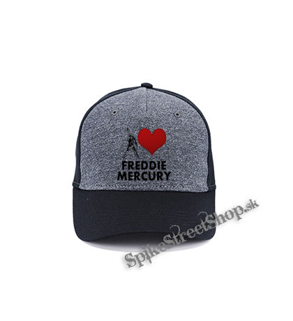 I LOVE FREDDIE MERCURY - šedočierna bavlnená šiltovka