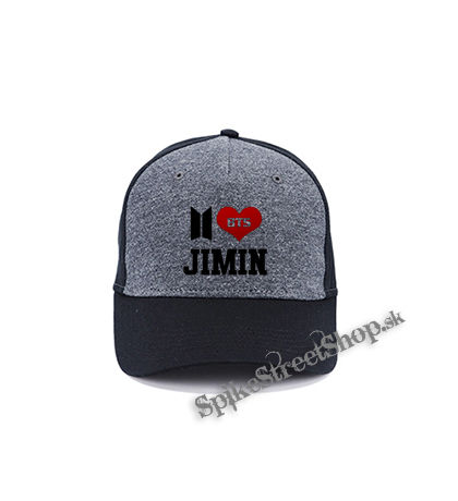I LOVE JIMIN - Bangtan Boys - šedočierna bavlnená šiltovka