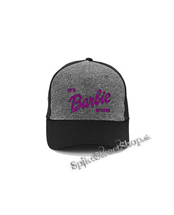 ITS BARBIE BITCH - Logo Ruzove - šedočierna bavlnená šiltovka