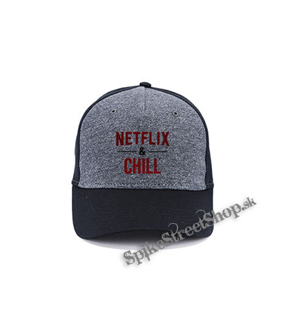NETFLIX & CHILL - šedočierna bavlnená šiltovka