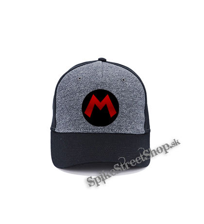 SUPER MARIO - Red Logo Crest - šedočierna bavlnená šiltovka