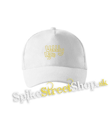 WOBBLY LIFE - Logo Yellow - biela šiltovka