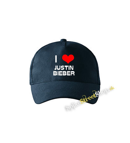 I LOVE JUSTIN BIEBER - tmavomodrá šiltovka