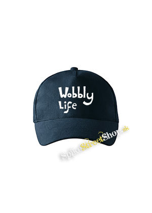 WOBBLY LIFE - Logo White - tmavomodrá šiltovka