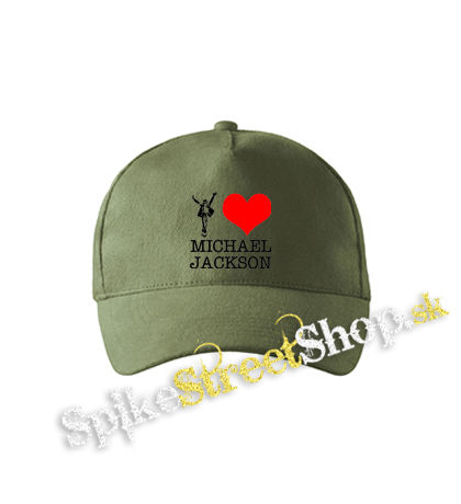 I LOVE MICHAEL JACKSON - olivová šiltovka army classic