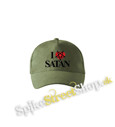 I LOVE SATAN - Pentagram Heart - olivová šiltovka army classic