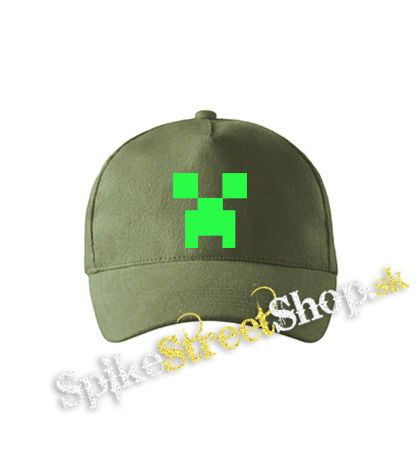 MINECRAFT - Green Creeper - olivová šiltovka army classic