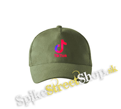 TIK TOK - Logo Rainbow - olivová šiltovka army classic