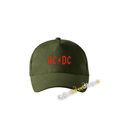 ACDC - Red Logo Vintage - zelená šiltovka vo farbe "military green"