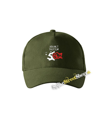 AGAINST FASCISM - zelená šiltovka vo farbe "military green"