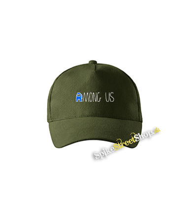 AMONG US - Blue White Logo - zelená šiltovka vo farbe "military green"