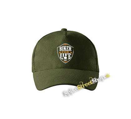 BIKER FOR LIFE - Skull Logo Crest - zelená šiltovka vo farbe "military green"