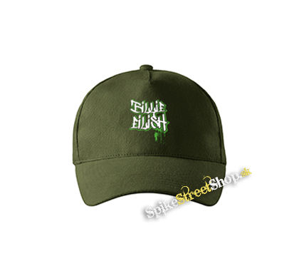 BILLIE EILISH - Painted Graffiti Logo - zelená šiltovka vo farbe "military green"