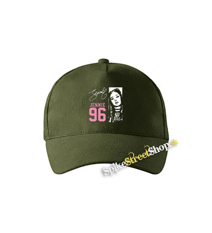 BLACKPINK - Jennie 96 Signature Portrait - zelená šiltovka vo farbe "military green"