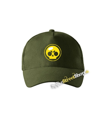 BRAWL STARS - Yellow Skull - zelená šiltovka vo farbe "military green"