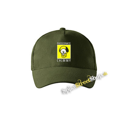 BT21 - Passionate Chimmy NA ČIERNE - zelená šiltovka vo farbe "military green"