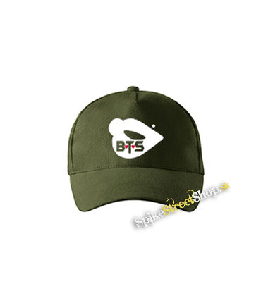 BTS - BANGTAN BOYS - Lips - zelená šiltovka vo farbe "military green"