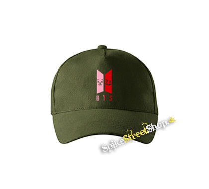 BTS - Emoji BT21 Logo COLOUR - zelená šiltovka vo farbe "military green"