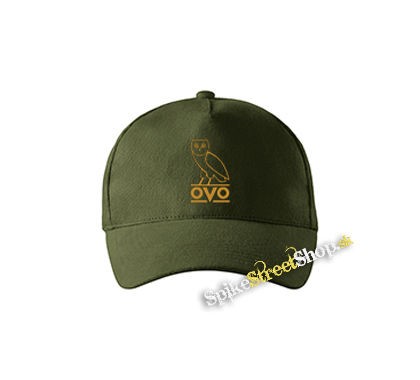 DRAKE - Gold OVO Logo - zelená šiltovka vo farbe "military green"