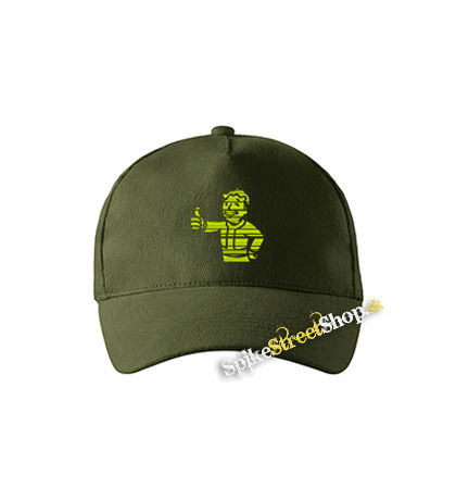 FALLOUT - Vault Boy Green Vintage - zelená šiltovka vo farbe "military green"