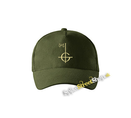 GHOST - Gold Logo - zelená šiltovka vo farbe "military green"