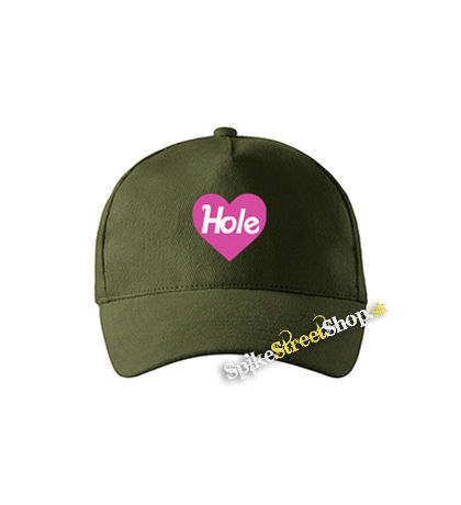 HOLE - Pink Logo Heart - zelená šiltovka vo farbe "military green"