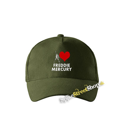 I LOVE FREDDIE MERCURY - zelená šiltovka vo farbe "military green"