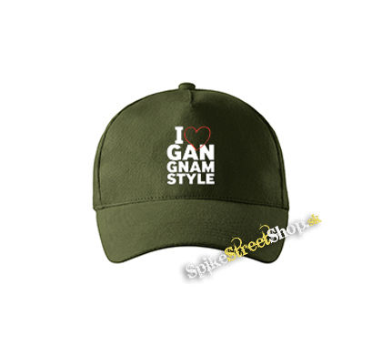 I LOVE GANGNAM STYLE - zelená šiltovka vo farbe "military green"
