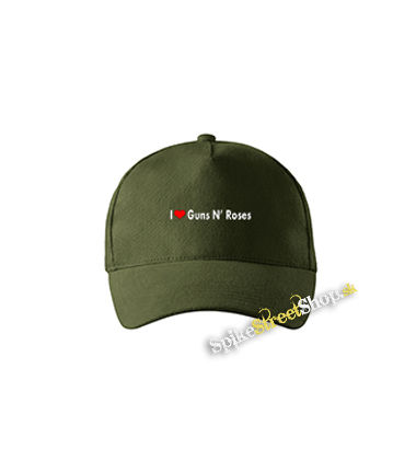 I LOVE GUNS N ROSES - zelená šiltovka vo farbe "military green"