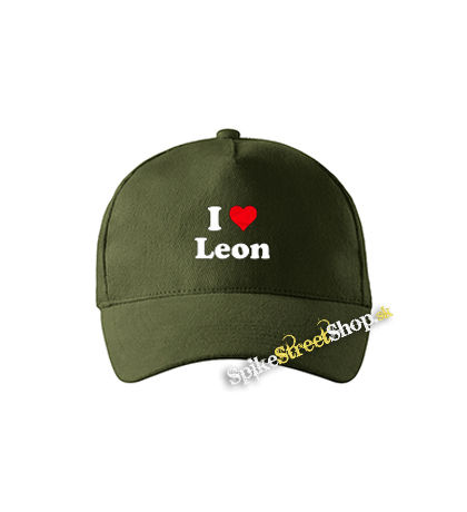 I LOVE LEON - zelená šiltovka vo farbe "military green"