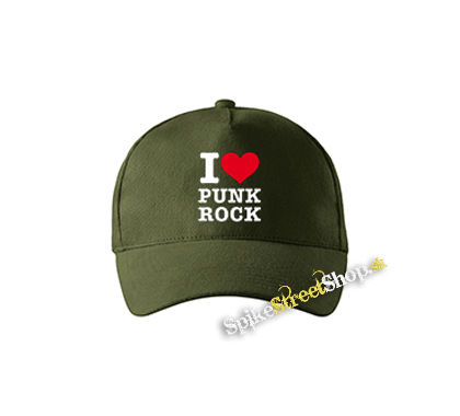 I LOVE PUNKROCK - zelená šiltovka vo farbe "military green"