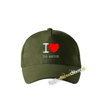 I LOVE THE WANTED - zelená šiltovka vo farbe "military green"