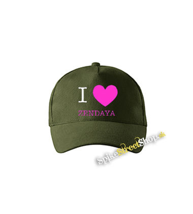 I LOVE ZENDAYA - zelená šiltovka vo farbe "military green"