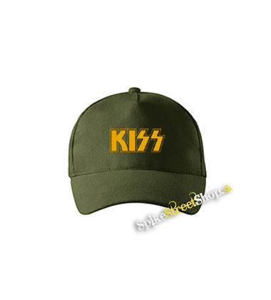 KISS - Yellow Logo - zelená šiltovka vo farbe "military green"