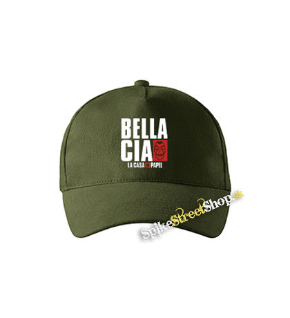 LA CASA DE PAPEL - Bella Ciao - zelená šiltovka vo farbe "military green"