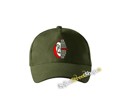 LA CASA DE PAPEL - Professor - zelená šiltovka vo farbe "military green"