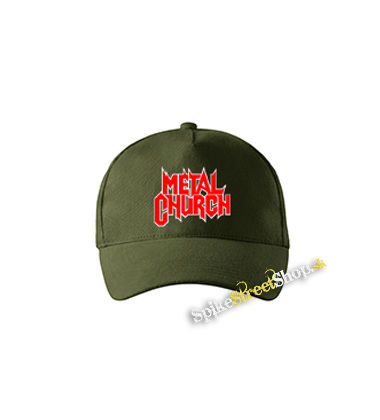 METAL CHURCH - Logo Red White - zelená šiltovka vo farbe "military green"