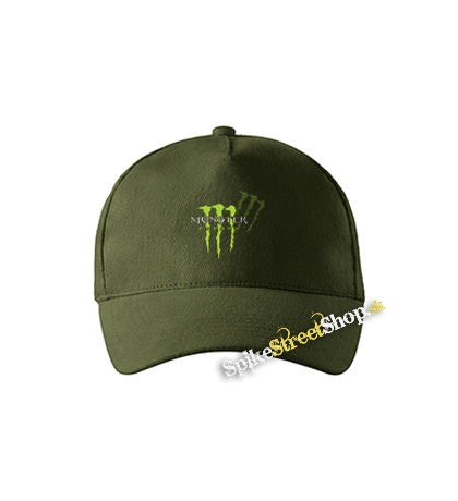 MONSTER ENERGY - Green Logo Honey Bee - zelená šiltovka vo farbe "military green"
