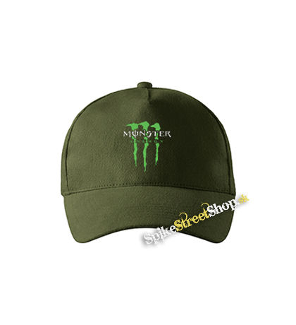 MONSTER ENERGY - Logo Crest - zelená šiltovka vo farbe "military green"