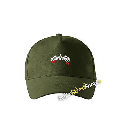 MORTICIAN - Logo Red - zelená šiltovka vo farbe "military green"