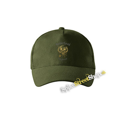 MOTORHEAD - Silver Gold England - zelená šiltovka vo farbe "military green"