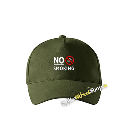 NO SMOKING - Slogan - zelená šiltovka vo farbe "military green"