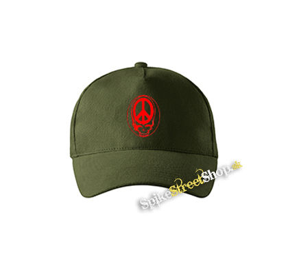 PEACE SKULL - zelená šiltovka vo farbe "military green"